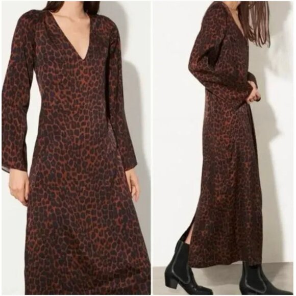 NEW Mara Hoffman Naliyah Brown Leopard Maxi Dress NWOT - Size 4 - Picture 1 of 7